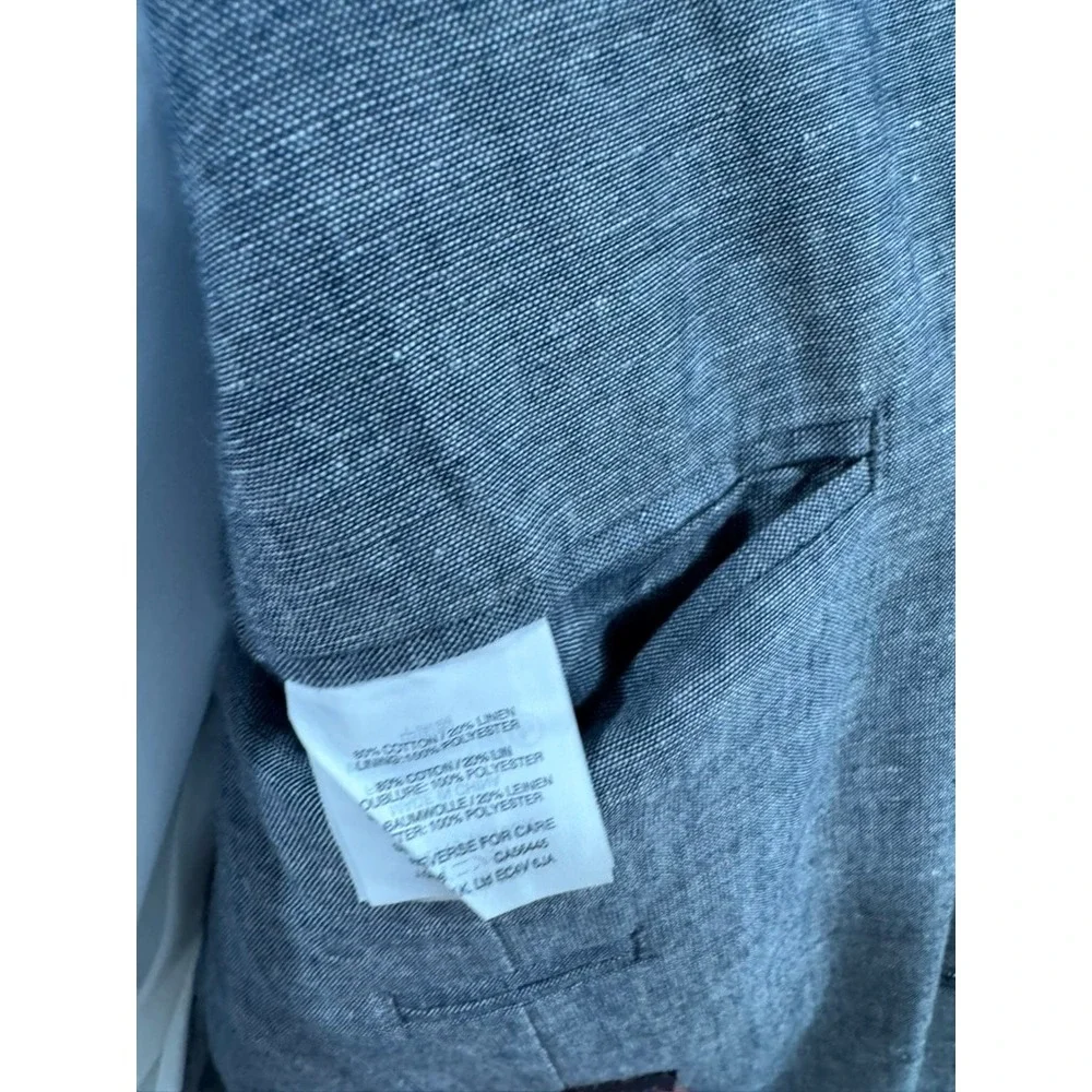 J. Crew Men Blue Linen Cotton Blend Two Button Blazer Sport Coat 38S
